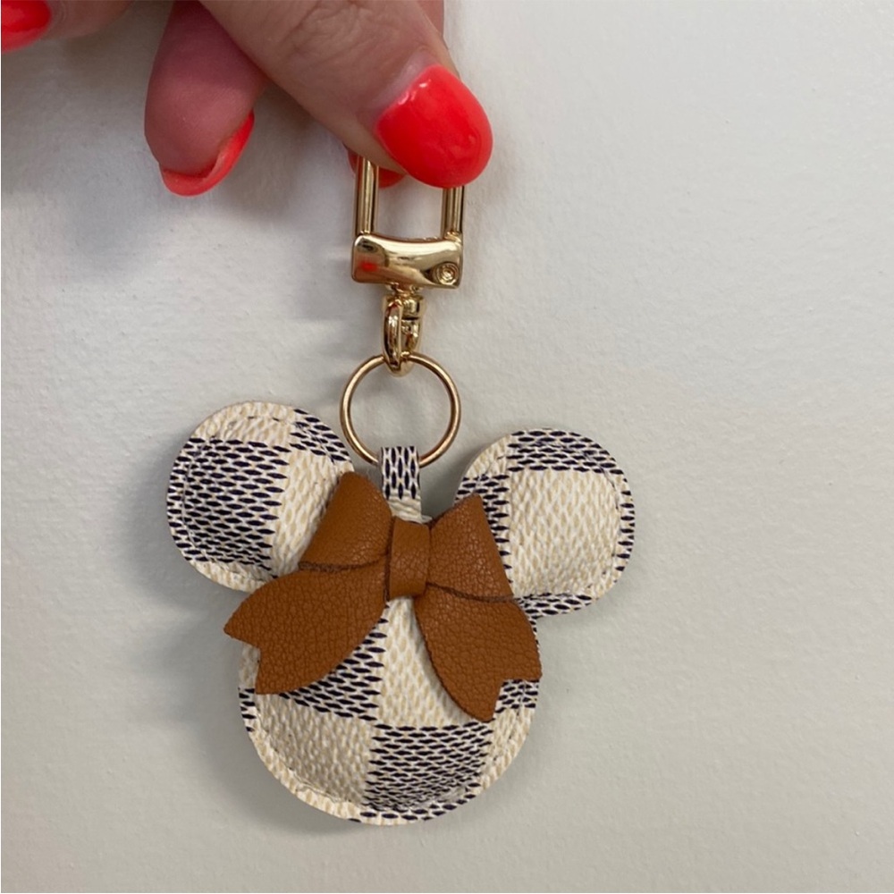 Damier azur Minnie Mouse keychain bag charm